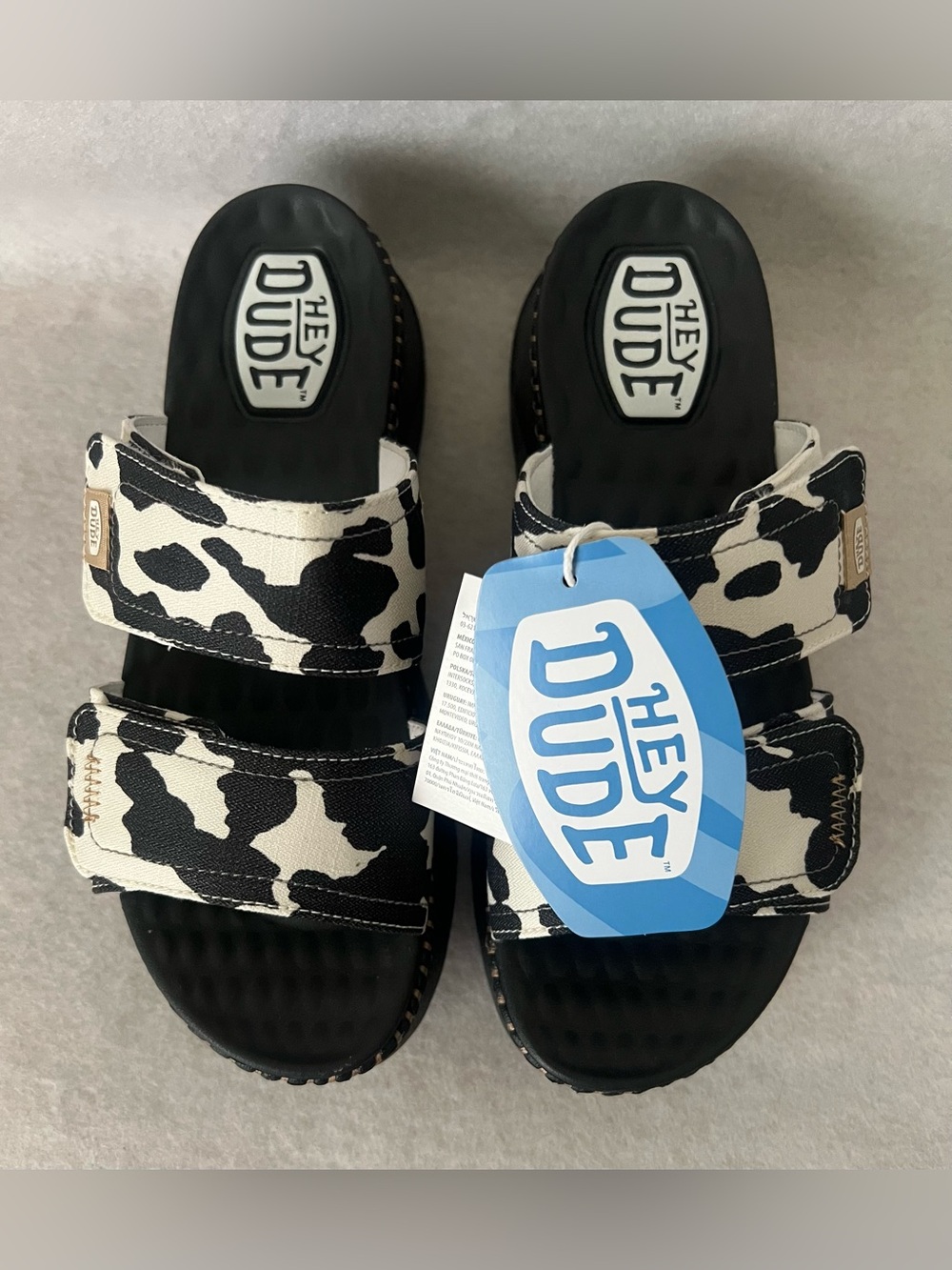 HEY DUDE Cow Print Platform Sandals NWT